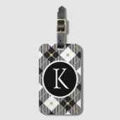 Personalisiert Mit Monogramm Schwarz-weißes Gold K Gepäckanhänger (Vorderseite Vertikal)