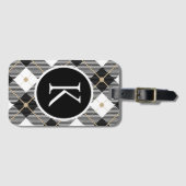 Personalisiert Mit Monogramm Schwarz-weißes Gold K Gepäckanhänger (Vorderseite (Horizontal))