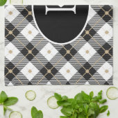 Personalisiert Mit Monogramm Schwarz-weißes Gold K Geschirrtuch (Gefaltet)