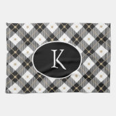Personalisiert Mit Monogramm Schwarz-weißes Gold K Geschirrtuch (Horizontal)