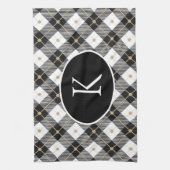 Personalisiert Mit Monogramm Schwarz-weißes Gold K Geschirrtuch (Vertikal)