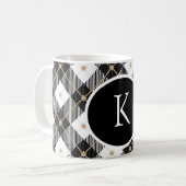 Personalisiert Mit Monogramm Schwarz-weißes Gold K Kaffeetasse (Vorderseite Links)