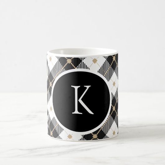 Personalisiert Mit Monogramm Schwarz-weißes Gold K Kaffeetasse (Mittel)