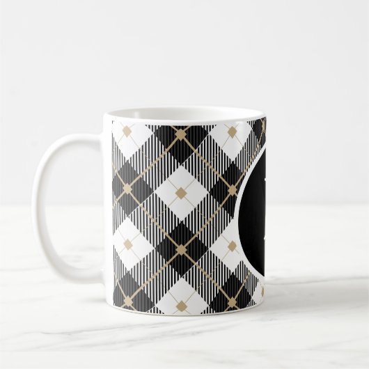 Personalisiert Mit Monogramm Schwarz-weißes Gold K Kaffeetasse (Links)