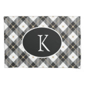 Personalisiert Mit Monogramm Schwarz-weißes Gold K Kissenbezug (Vorderseite)