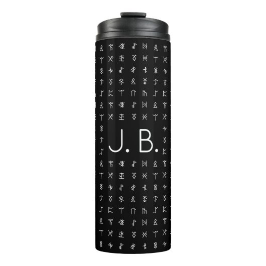 Personalisiert mit Monogramm und Runensymbolen Thermosbecher (Vorderseite)