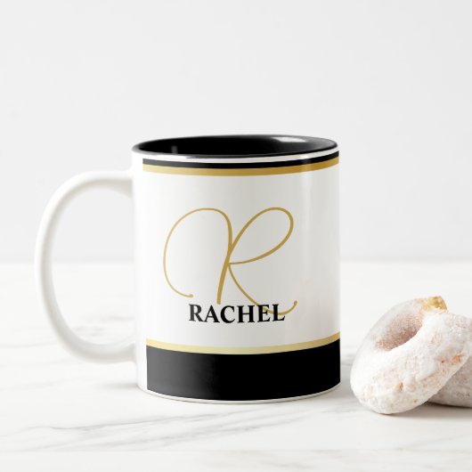 Personalisiert Mit Monogramm Zweifarbige Tasse (Mit Donut)