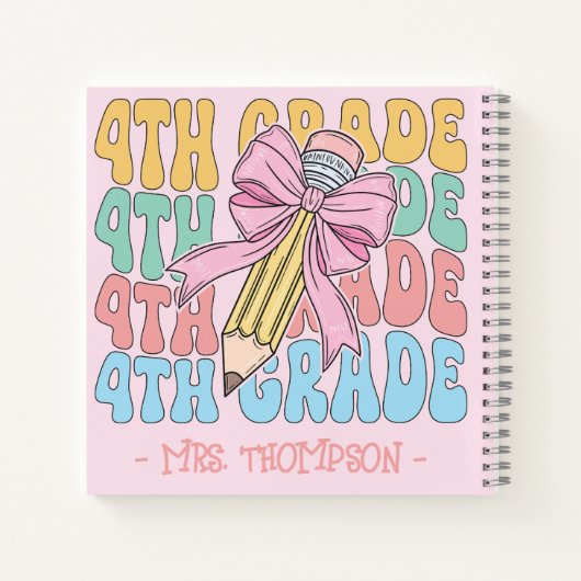 Personalisiert mit Name 4. Klasse Lehrer Custom Notizblock (Rückseite)