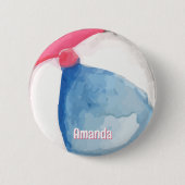 Personalisiert mit Name Beach Ball Button (Vorderseite)