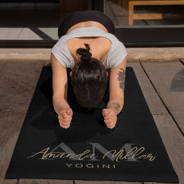 Personalisiert mit Name Black Gold Modern Monogram Yogamatte