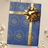 Personalisiert mit Name Blue und Gold Eid Mubarak Geschenkpapier