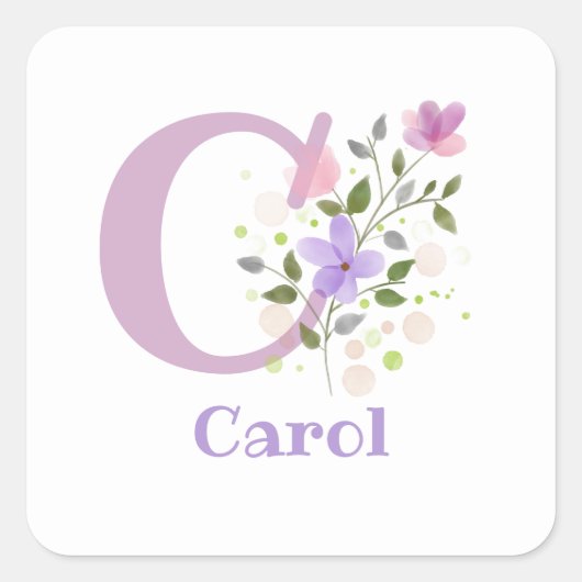 Personalisiert mit Name Carol und Initial. Quadratischer Aufkleber (Vorderseite)