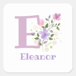 Personalisiert mit Name Eleanor und Erste Initiale Quadratischer Aufkleber