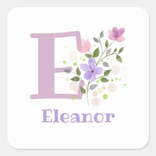 Personalisiert mit Name Eleanor und Erste Initiale Quadratischer Aufkleber