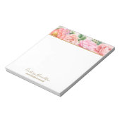 Personalisiert mit Name Floral Pink Roses Notizblock (Rotiert)