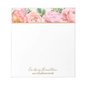 Personalisiert mit Name Floral Pink Roses Notizblock (Vorderseite)