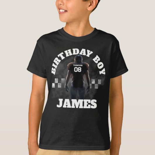 Personalisiert mit Name Football Geburtstagsparty T-Shirt (Vorderseite)