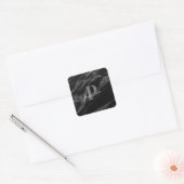 Personalisiert mit Name Initial Marble Black Quadratischer Aufkleber (Umschlag)