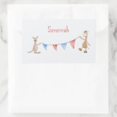 Personalisiert mit Name Kangaroo und Giraffe Rechteckiger Aufkleber (Tasche)