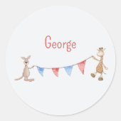 Personalisiert mit Name Kangaroo und Giraffe Runder Aufkleber (Vorderseite)