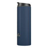 Personalisiert mit Name Navy Blue Gold Monogram Thermosbecher (Nach rechts gedreht)