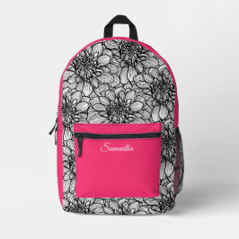 Personalisiert mit Name Pink Floral Rucksack