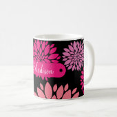 Personalisiert mit Name Pink Purple Flowers Kaffeetasse (VorderseiteRechts)