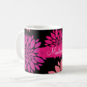 Personalisiert mit Name Pink Purple Flowers Kaffeetasse (Vorderseite Links)