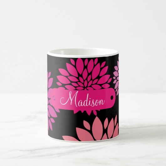 Personalisiert mit Name Pink Purple Flowers Kaffeetasse (Mittel)