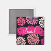 Personalisiert mit Name Pink Purple Flowers Magnet (Vorderseite/Rückseite)