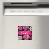 Personalisiert mit Name Pink Purple Flowers Magnet (In Situ (Geschirrspüler))