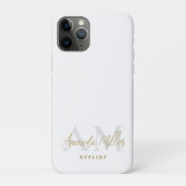 Personalisiert mit Name White Gold Modernes Monogr Case-Mate iPhone Hülle (Rückseite)