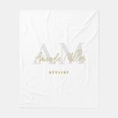 Personalisiert mit Name White Gold Modernes Monogr Fleecedecke (Vorderseite)