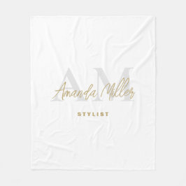 Personalisiert mit Name White Gold Modernes Monogr Fleecedecke