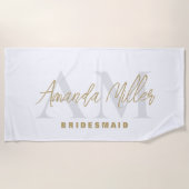 Personalisiert mit Name White Gold Modernes Monogr Strandtuch (Vorderseite)