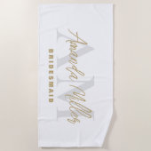 Personalisiert mit Name White Gold Modernes Monogr Strandtuch (Vorderseite)