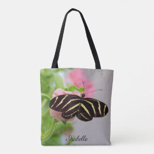 Personalisiert mit Name Zebra Longwing Butterfly Tasche
