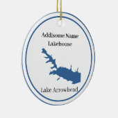 Personalisiert mit Namen Lake Arrowhead Map Keramik Ornament (Rechts)