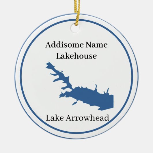 Personalisiert mit Namen Lake Arrowhead Map Keramik Ornament (Vorne)