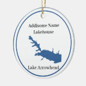 Personalisiert mit Namen Lake Arrowhead Map Keramik Ornament (Links)