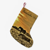 Personalisiert mit Namen Sunset Pferde im Schnee Kleiner Weihnachtsstrumpf (Vorderansicht (hängend))