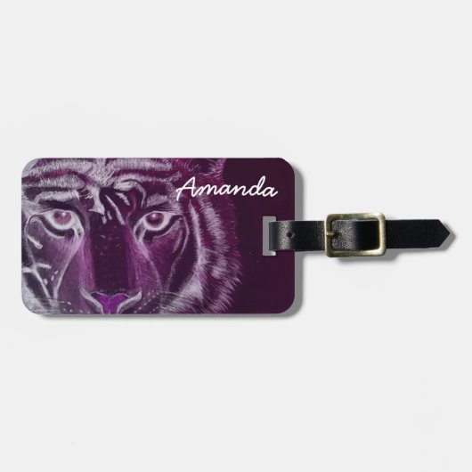 Personalisiert mit Namen Tiger Design Gepäckanhänger (Vorderseite horizontal)