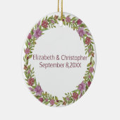 Personalisiert mit Namen und Hochzeitdatum Keramik Ornament (Rechts)