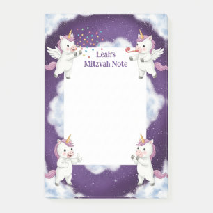 Personalisiert Mitzvah Hinweis Lila Unicorn Notepa Post-it Klebezettel