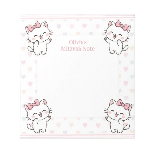 Personalisiert Mitzvah Hinweis Notepad Kitten Katz Notizblock (Vorderseite)