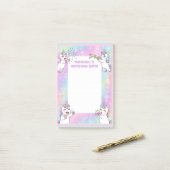 Personalisiert Mitzvah Hinweis Rosa Einhorn Notepa Post-it Klebezettel (Auf Schreibtisch)