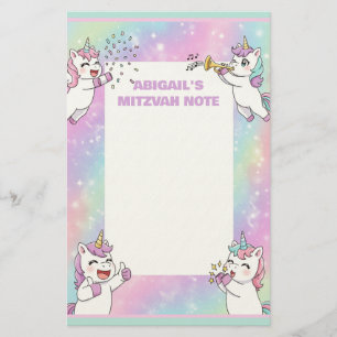 Personalisiert Mitzvah Hinweis Rosa Niedliches Ein Briefpapier