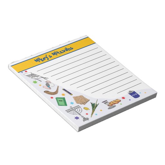 Personalisiert Mitzvah Notepad - Stil 1 Notizblock (angewinkelt)