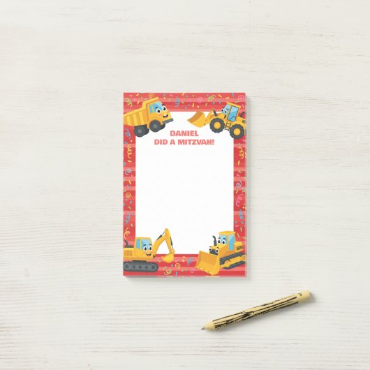Personalisiert Mitzvah Post-it Klebezettel (Auf Schreibtisch)