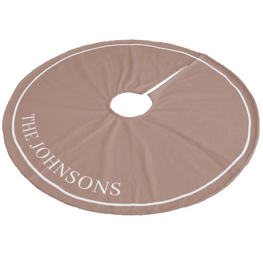 Personalisiert Mocha Brown Fleece Weihnachtsbaumdecke (Schrägansicht)